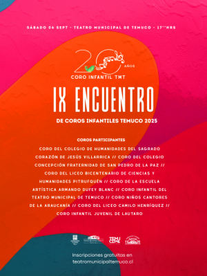 IX Encuentro de Coros Infantiles Temuco 2025, Sábado 06 de septiembre, a las 17:00 horas